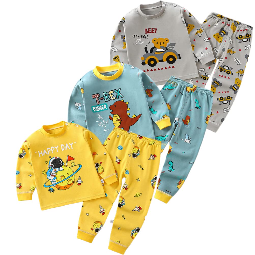 XM-Amigo Jumpsuits 3set/pack cartoon print baby jongens katoen pyjama baby katoen pyjama vier seizoenen ondergoed sets kinderen