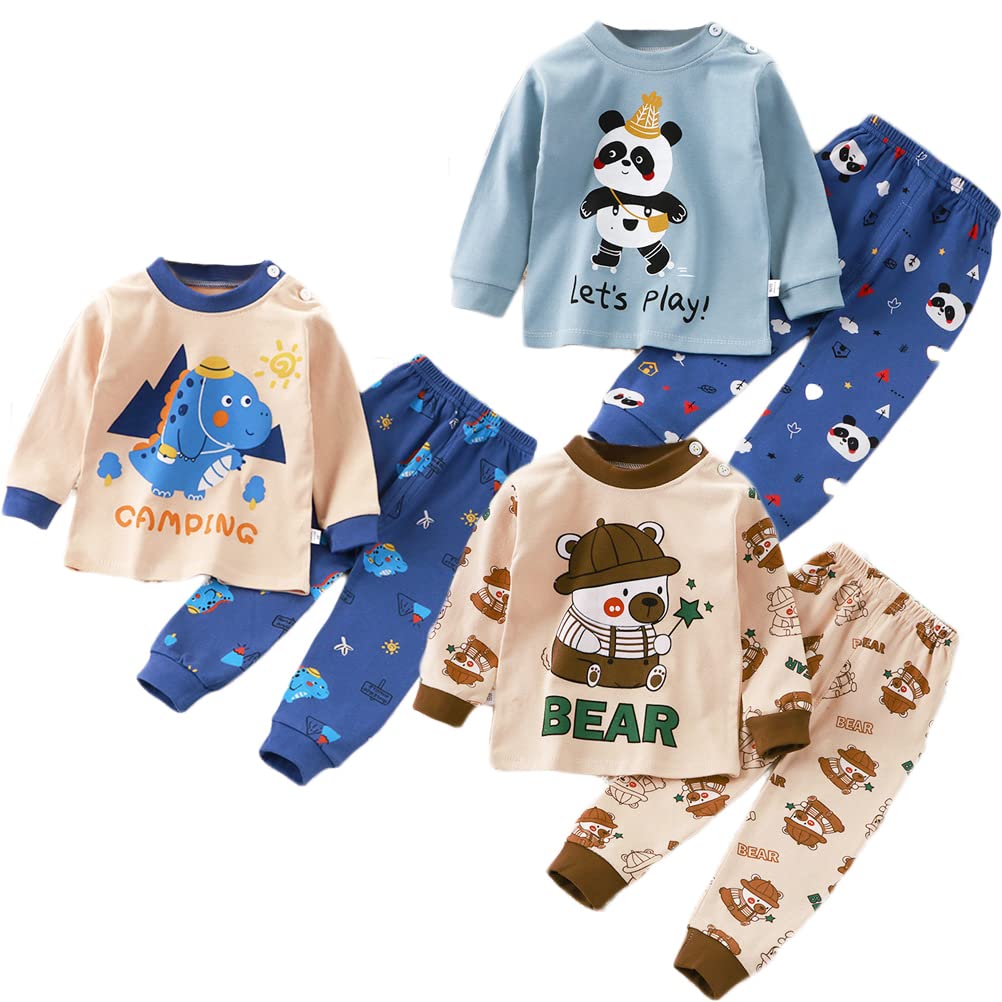 XM-Amigo Jumpsuits 3set/pack cartoon print baby jongens katoen pyjama baby katoen pyjama vier seizoenen ondergoed sets kinderen