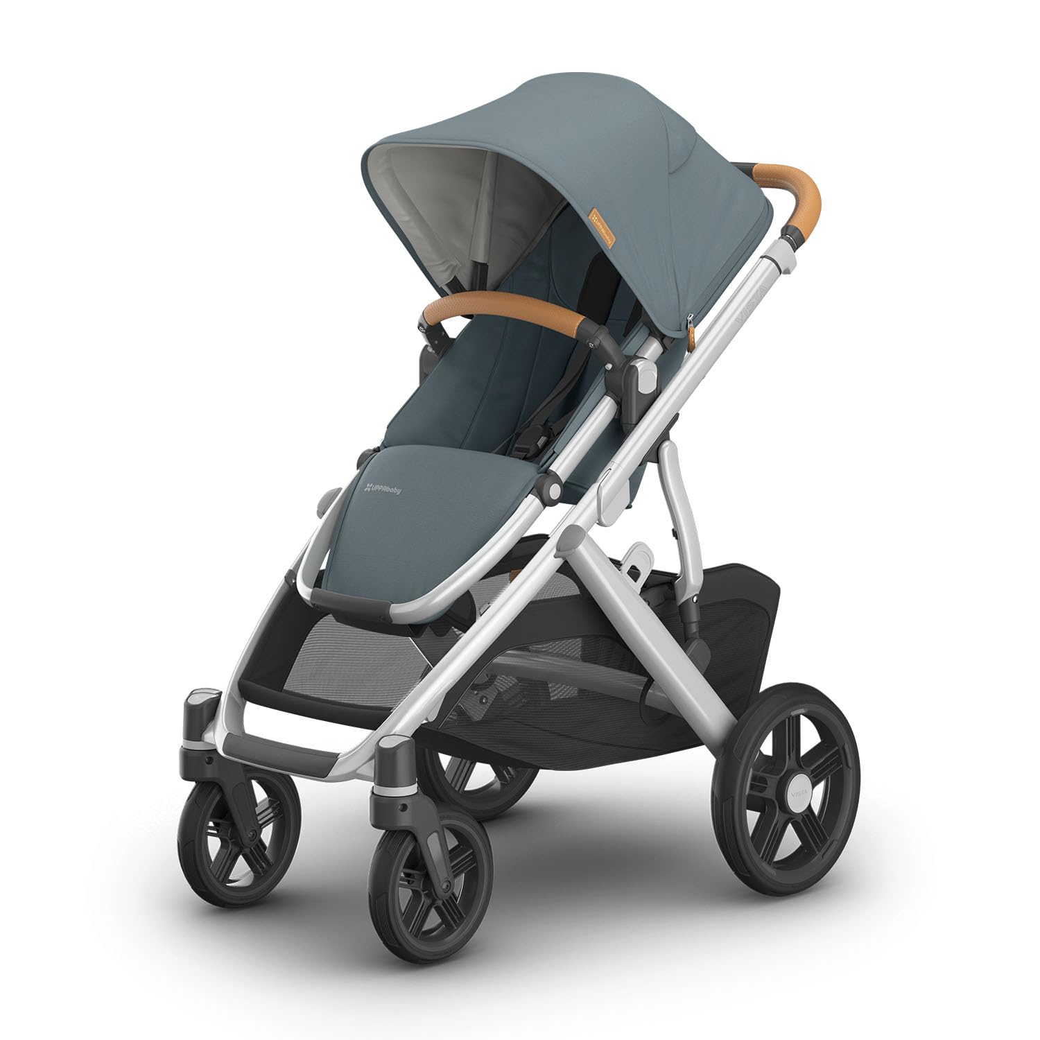 UPPAbaby Vista V3 Stroller - Full-Size Single-to-Double Stroller System - Toddler Seat, Bug Shield, Rain Shield, and Storage Bag Included - Declan (Oat Mélange/Silver Frame/Chestnut Leather)