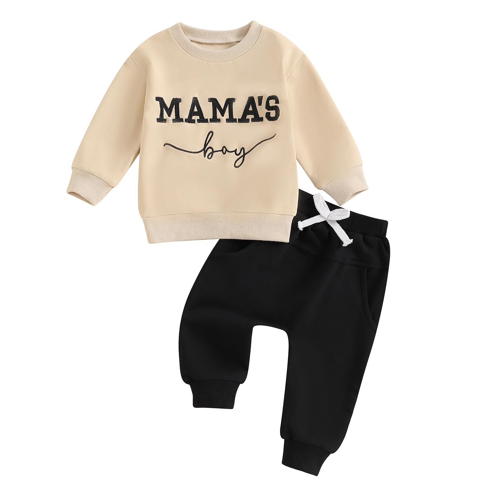 Loalirando 2-delige kledingset voor kinderen, baby, jongens, sweatshirt met lange mouwen + broek, elastische maat (0-3 jaar)