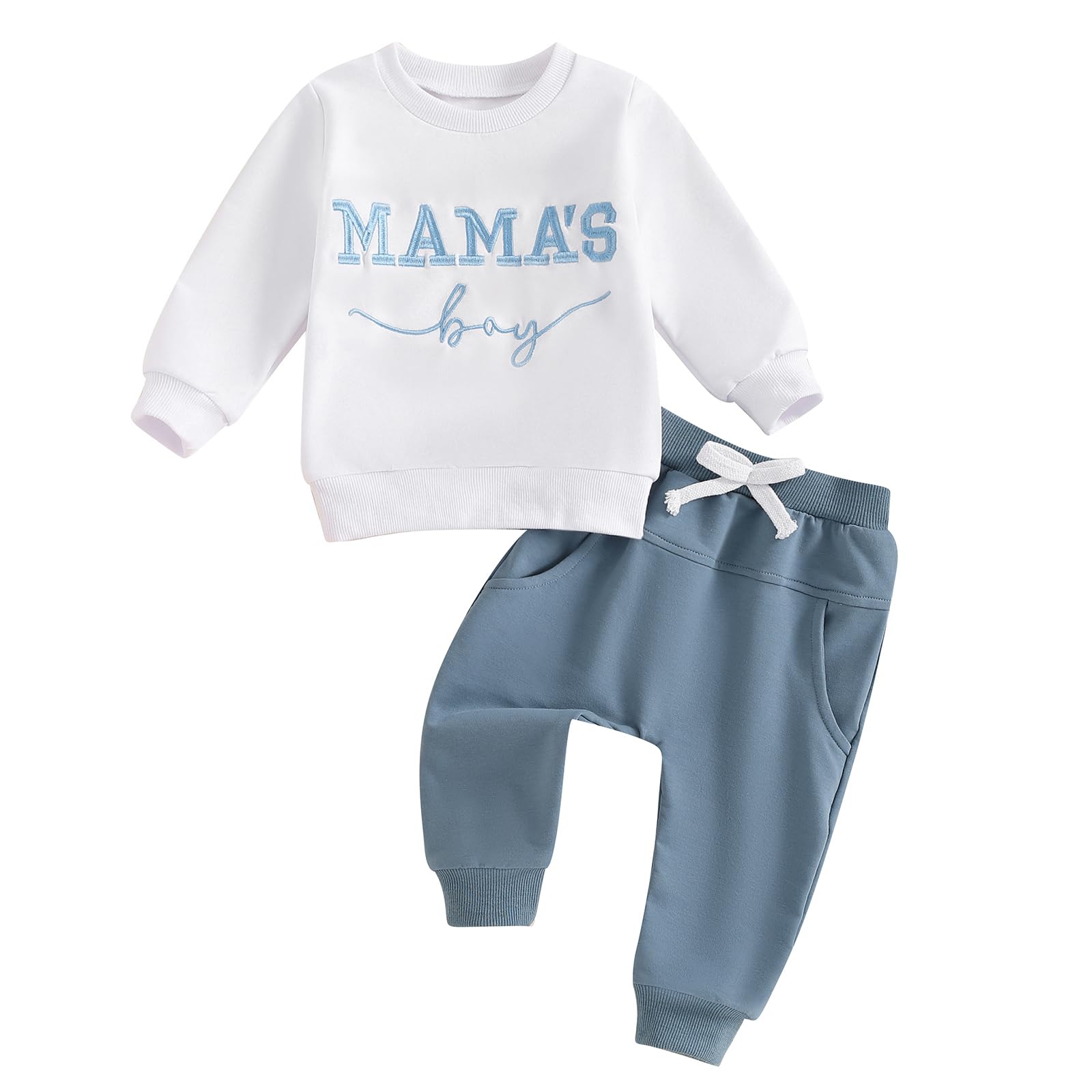 Loalirando 2-delige kledingset voor kinderen, baby, jongens, sweatshirt met lange mouwen + broek, elastische maat (0-3 jaar)