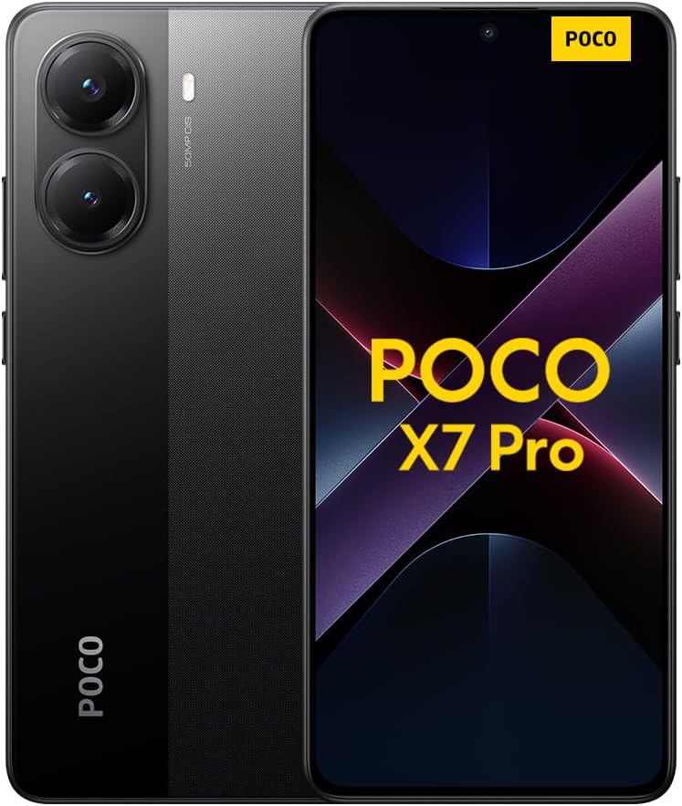 Xiaomi POCO X7 Pro Smartphone, 12 + 512 GB, zwart, 50 MP handcamera met OIS, 6000 mAh (type) batterij met 90 W HyperCharge, IP68, AI-functies (niet meegeleverd)