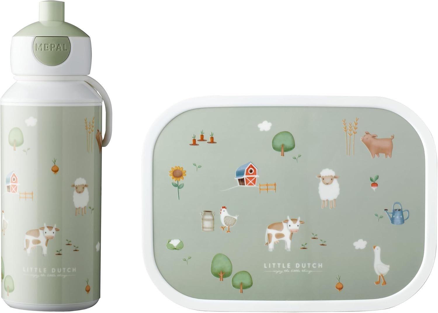 Mepal - Campus lunchset - Lunchset voor kinderen met pop-up drinkfles en lunchbox - Lunchset voor school - BPA-vrij - 400 ml + 750 ml - Leopard