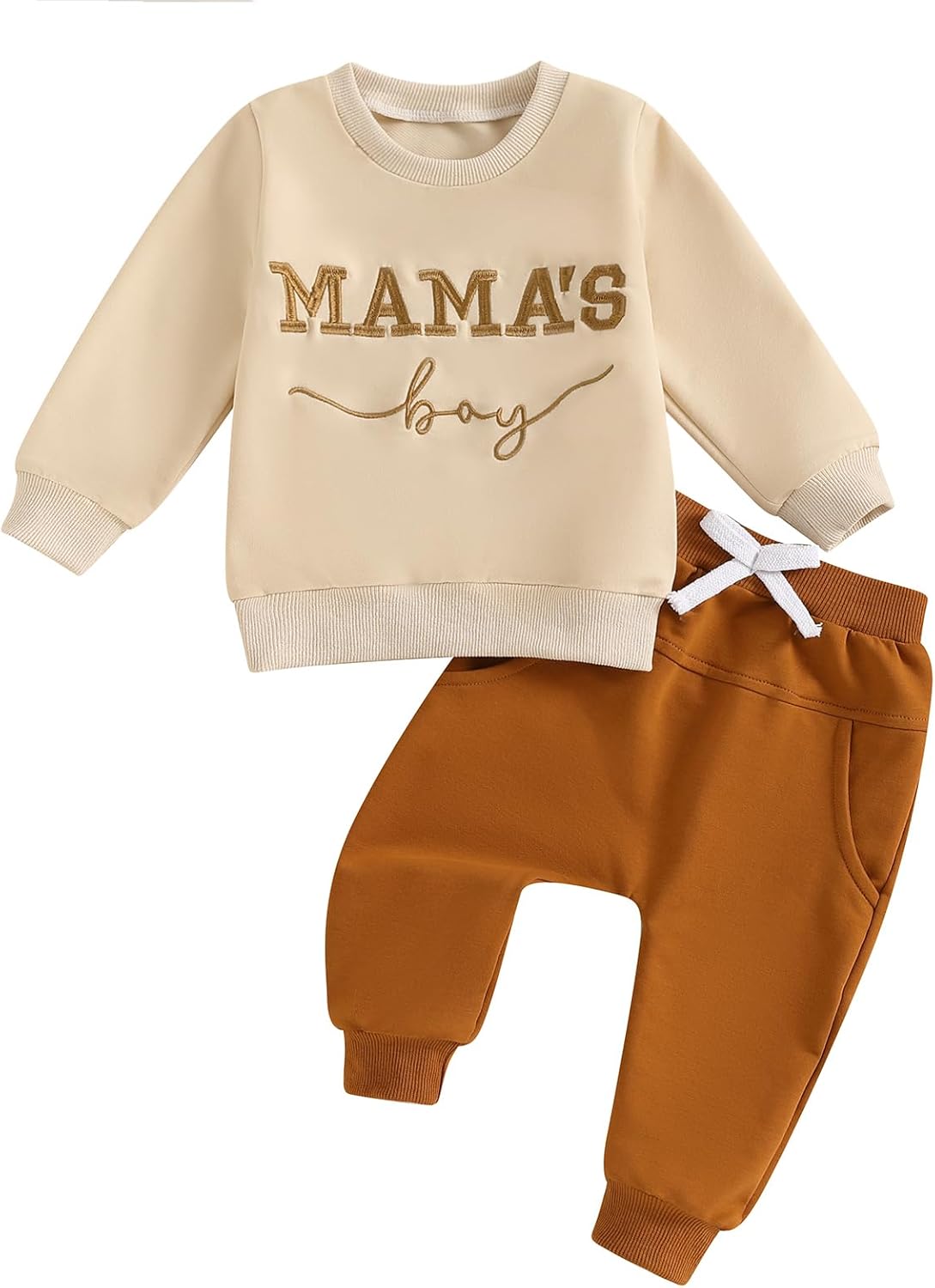 Loalirando 2-delige kledingset voor kinderen, baby, jongens, sweatshirt met lange mouwen + broek, elastische maat (0-3 jaar)
