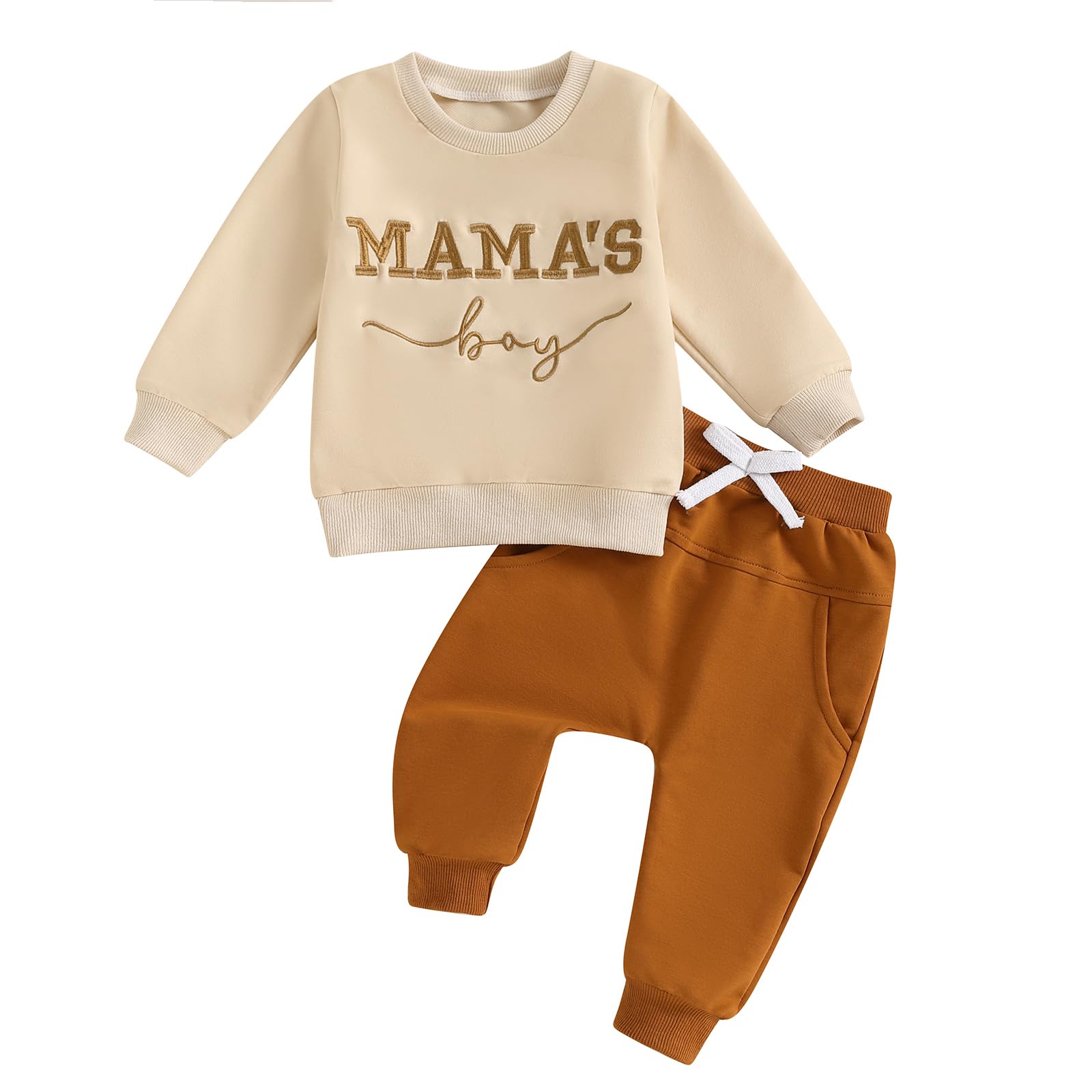 Loalirando 2-delige kledingset voor kinderen, baby, jongens, sweatshirt met lange mouwen + broek, elastische maat (0-3 jaar)