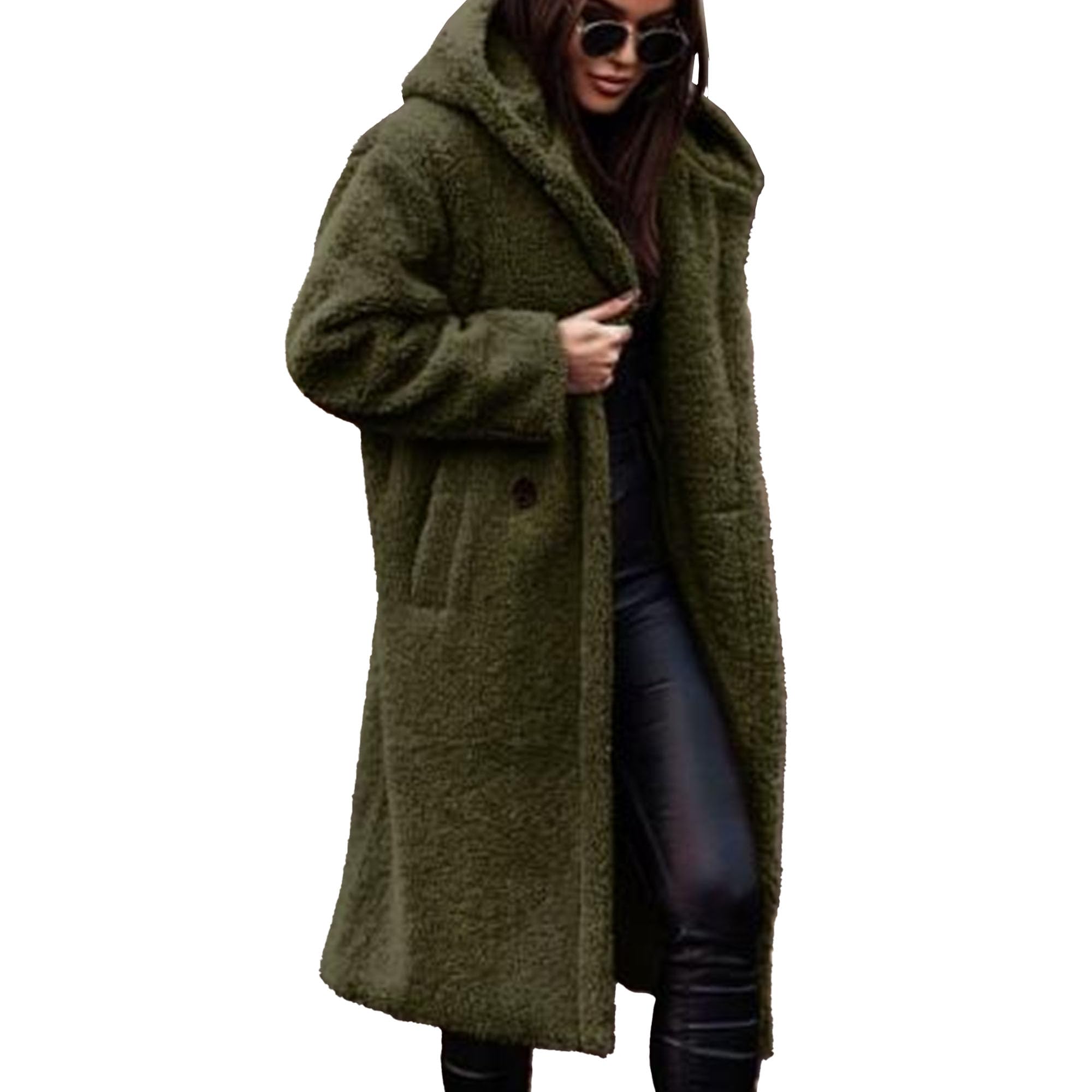 Winterjassen voor dames, lange jassen met capuchon van imitatiebont, warme en modieuze jassen met capuchon