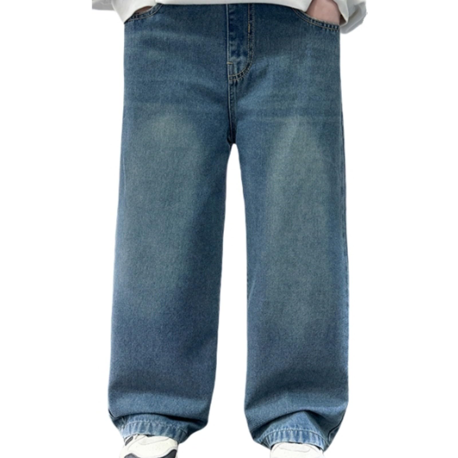 Baggy jeans voor jongens - Brede rechte pasvorm - Met verstelbare elastische tailleband - Vintage - Casual - Cargobroek - Streetwear broek voor jongens en peuters