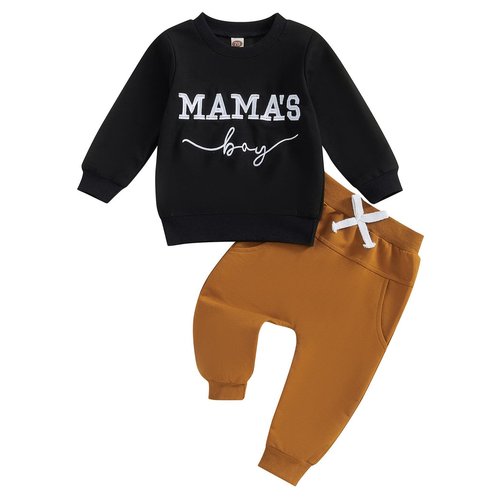 Loalirando 2-delige kledingset voor kinderen, baby, jongens, sweatshirt met lange mouwen + broek, elastische maat (0-3 jaar)