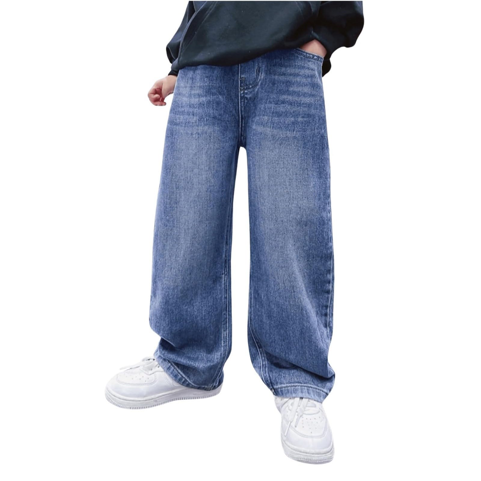 Baggy jeans voor jongens - Brede rechte pasvorm - Met verstelbare elastische tailleband - Vintage - Casual - Cargobroek - Streetwear broek voor jongens en peuters