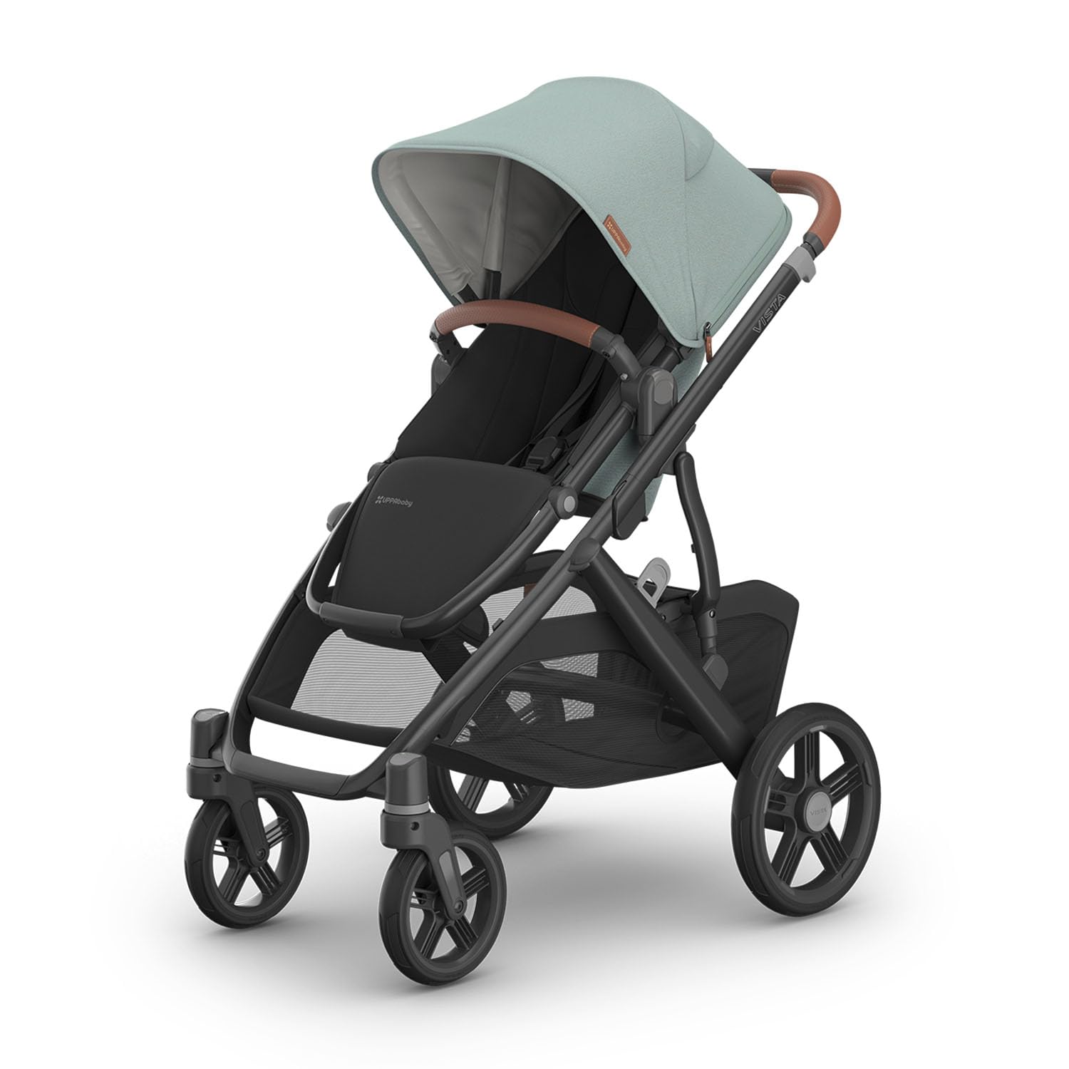 UPPAbaby Vista V3 Stroller - Full-Size Single-to-Double Stroller System - Toddler Seat, Bug Shield, Rain Shield, and Storage Bag Included - Declan (Oat Mélange/Silver Frame/Chestnut Leather)