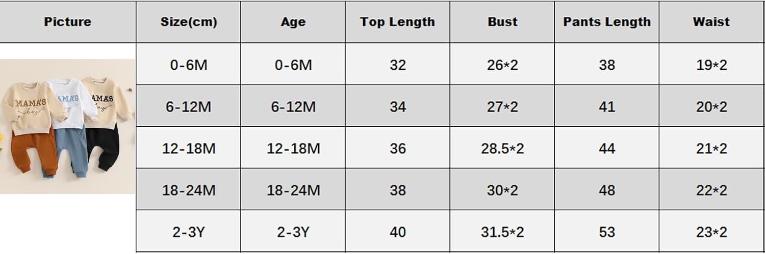 Loalirando 2-delige kledingset voor kinderen, baby, jongens, sweatshirt met lange mouwen + broek, elastische maat (0-3 jaar)