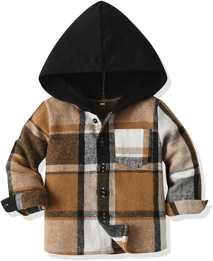 Yanmucy Babykledingset voor jongens, 2-delig, katoen, plaid, hoodie, overhemd, tops en broeken, kledingset voor lente en herfst