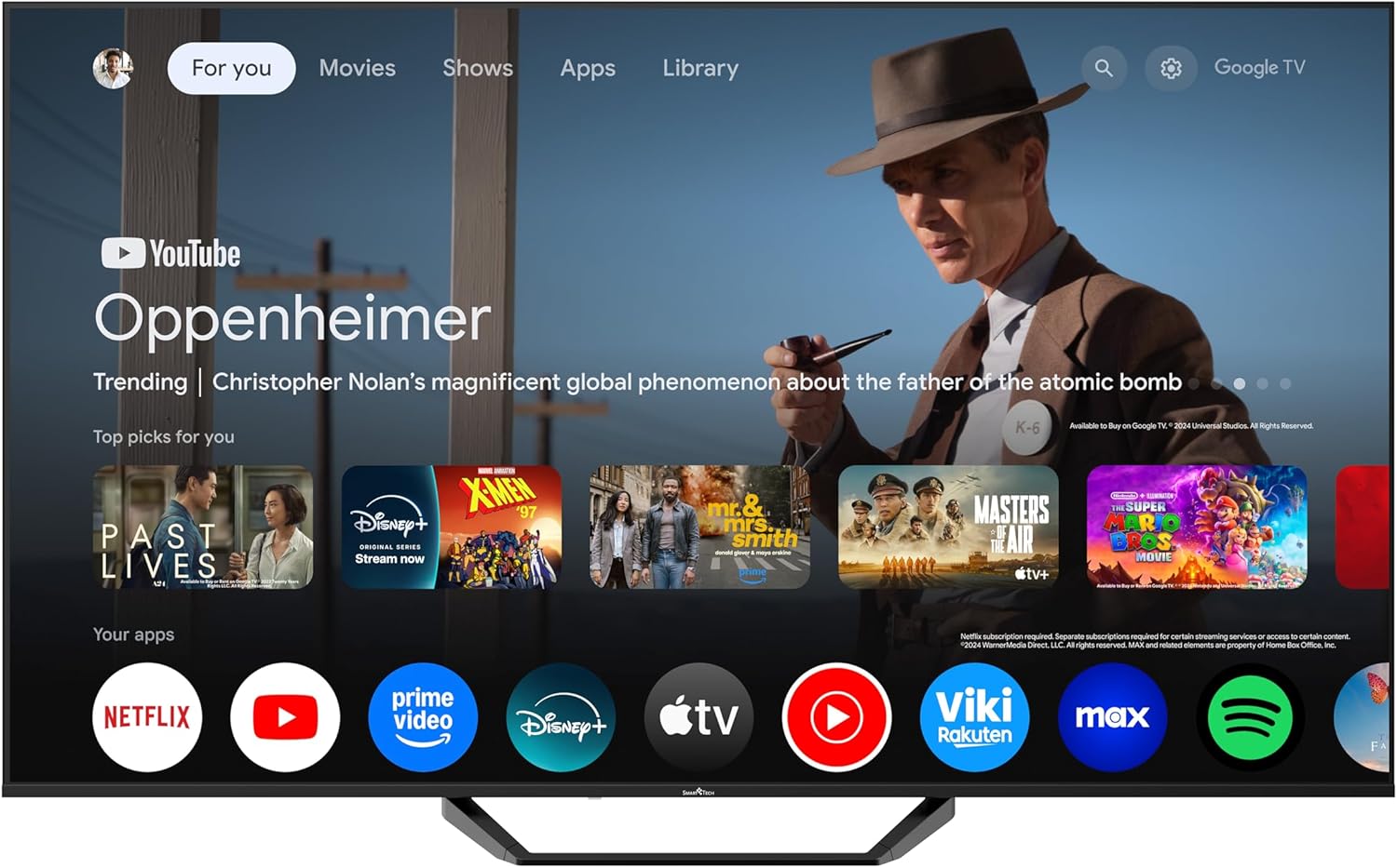 Smart Tech QLED TV 4K UHD 65 inch (164 cm) 65QG06K3 Google TV - 4 x HDMI - 2 x USB - Dolby Digital Plus geluid 2 x 10 watt