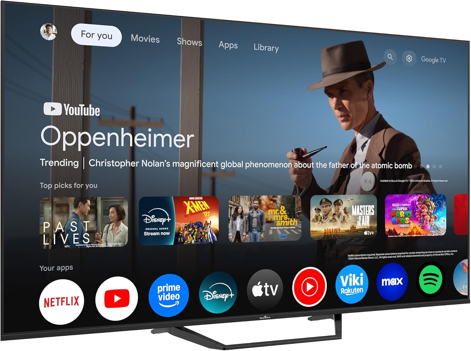 Smart Tech QLED TV 4K UHD 65 inch (164 cm) 65QG06K3 Google TV - 4 x HDMI - 2 x USB - Dolby Digital Plus geluid 2 x 10 watt