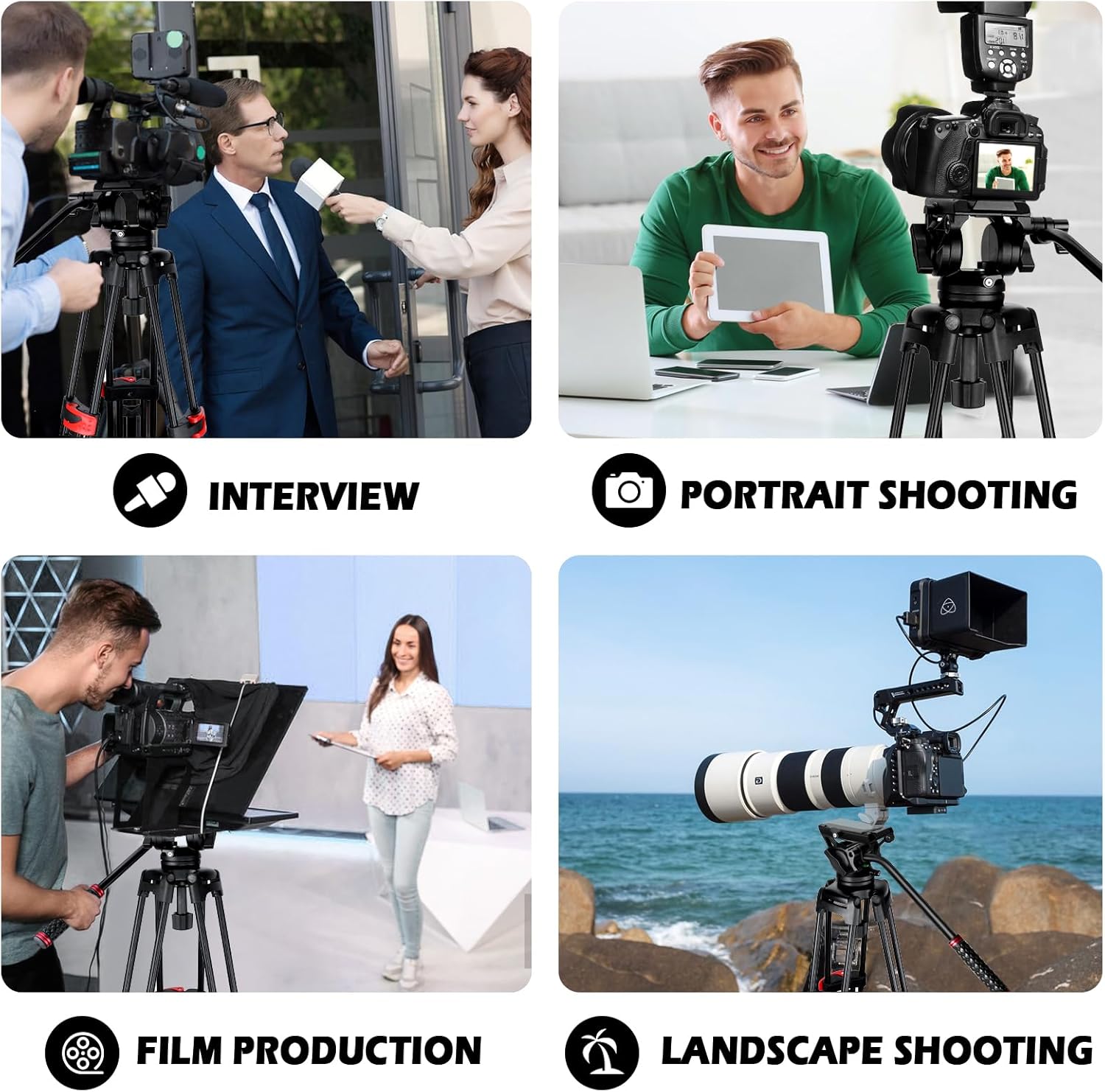 82" /210cm Video Tripod Heavy Duty Tripod with 360° Fluid Head,Mactrem Aluminum Tall Tripods Professional Compatible with Canon Nikon Sony DSLR Camera Camcorder Telescope Bnoculars (Load 33Lb)