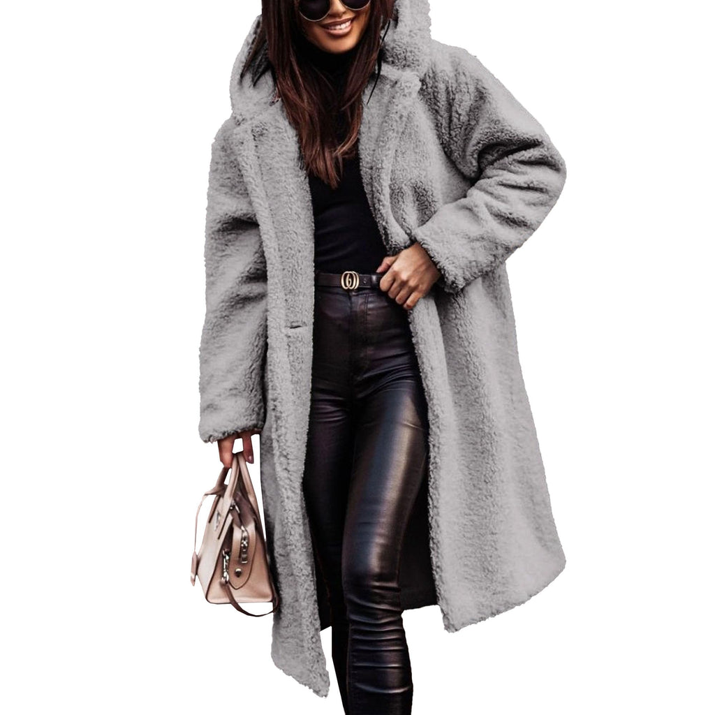 Winterjassen voor dames, lange jassen met capuchon van imitatiebont, warme en modieuze jassen met capuchon