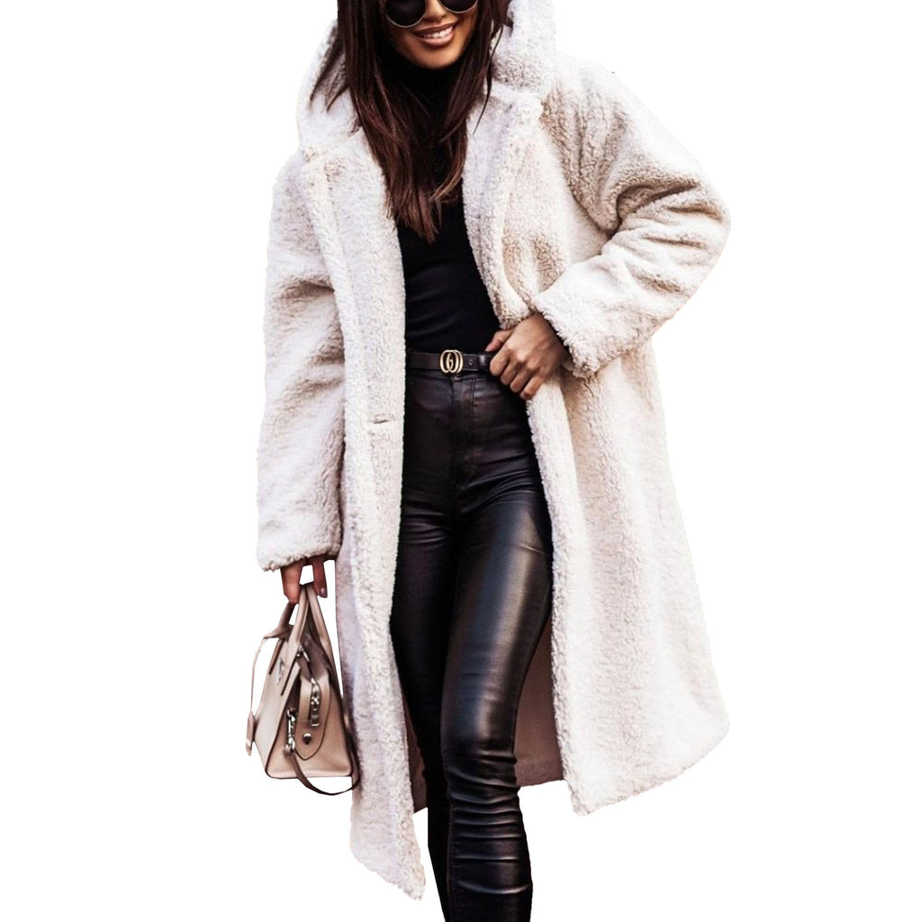 Winterjassen voor dames, lange jassen met capuchon van imitatiebont, warme en modieuze jassen met capuchon