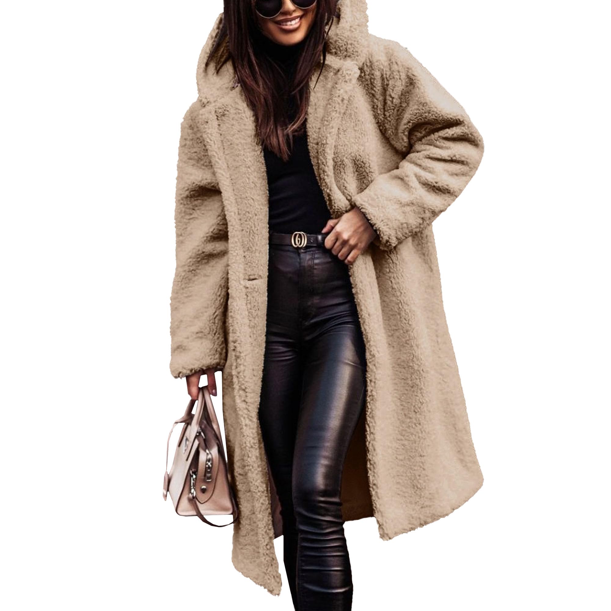 Winterjassen voor dames, lange jassen met capuchon van imitatiebont, warme en modieuze jassen met capuchon