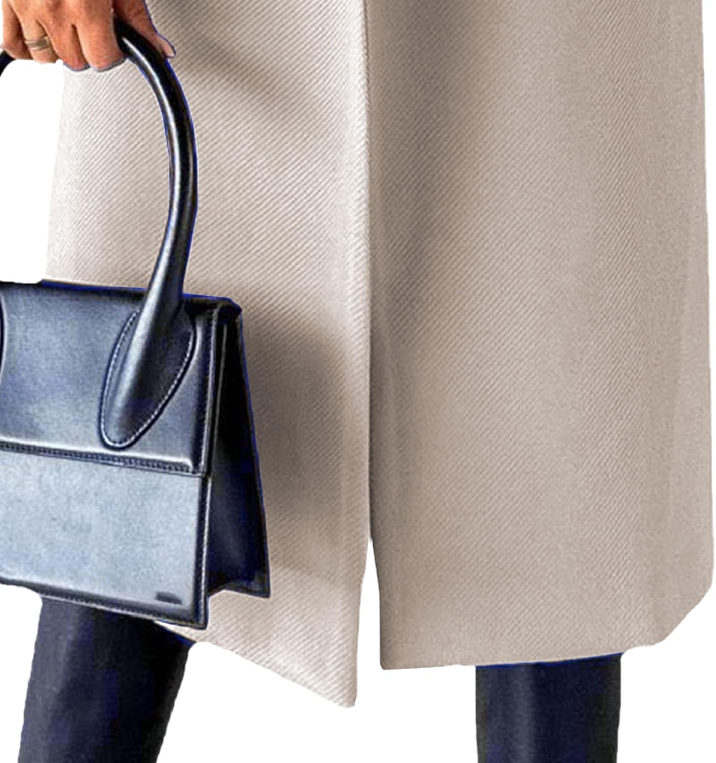 Wolmix jas voor dames, lange gekruiste trenchcoat, casual winterjas met revers en zakken