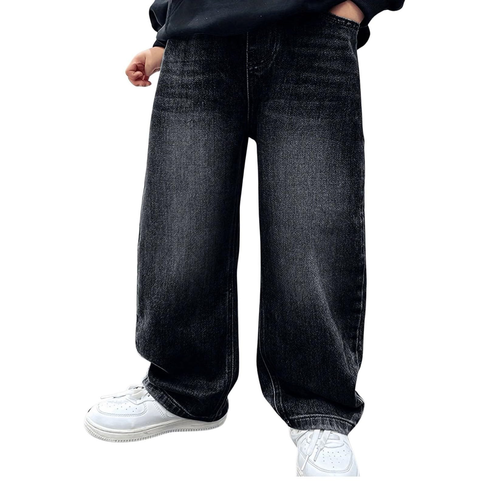 Baggy jeans voor jongens - Brede rechte pasvorm - Met verstelbare elastische tailleband - Vintage - Casual - Cargobroek - Streetwear broek voor jongens en peuters