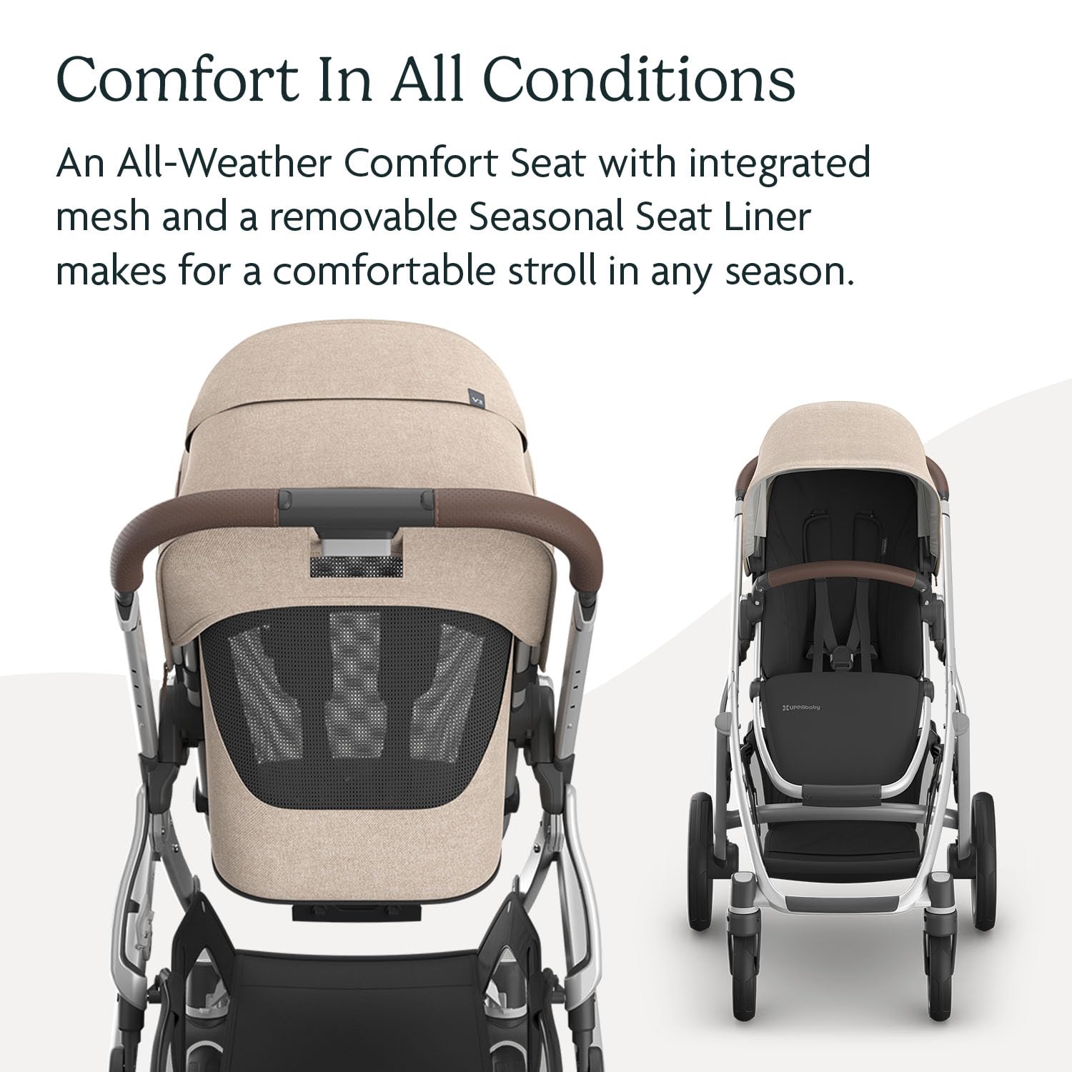 UPPAbaby Vista V3 Stroller - Full-Size Single-to-Double Stroller System - Toddler Seat, Bug Shield, Rain Shield, and Storage Bag Included - Declan (Oat Mélange/Silver Frame/Chestnut Leather)