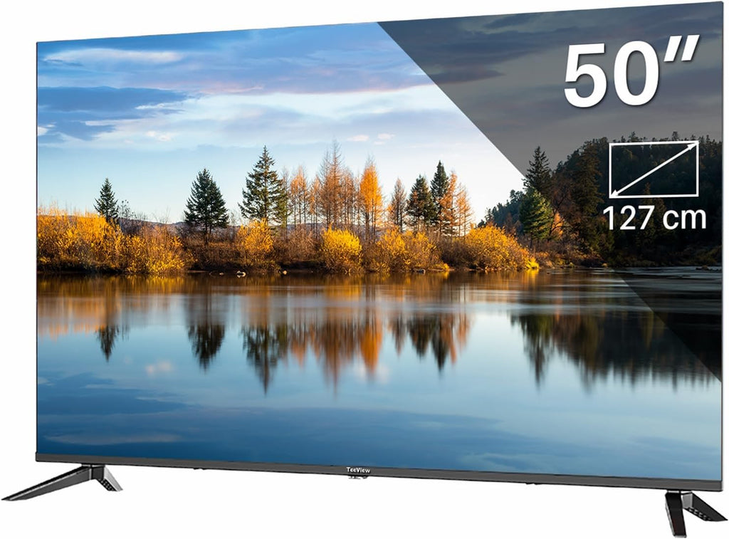 TEEVIEW TV50QUG-EU Google Smart 4K UHD 50 inch WLAN TV, Bluetooth, 3 x HDMI, Triple Tuner, spraakbediening, geïntegreerde streaming-apps