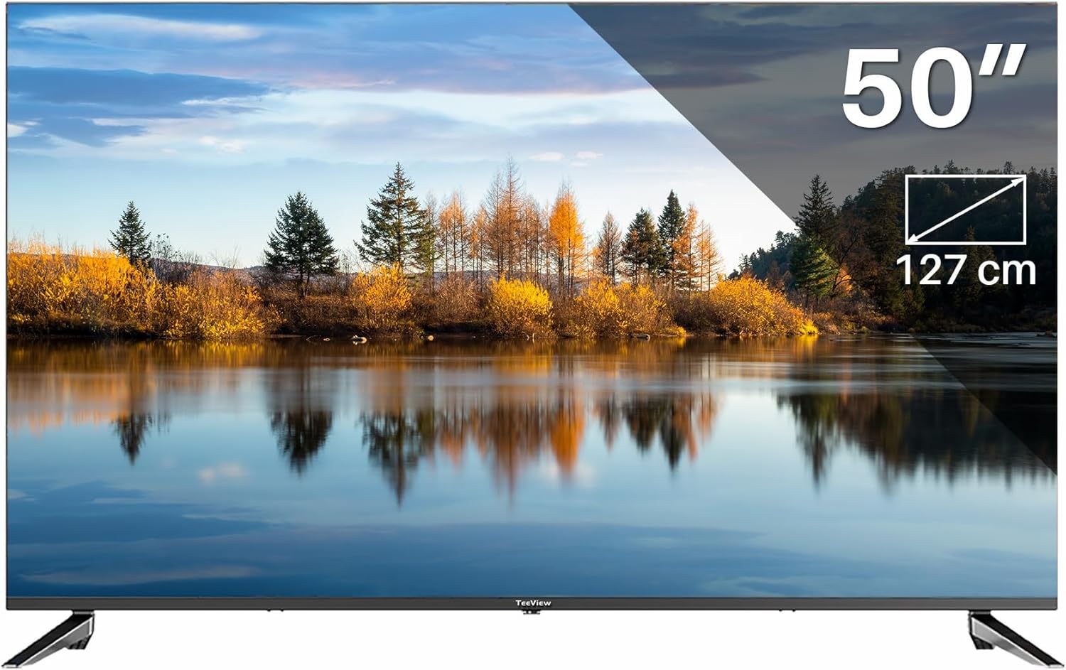 TEEVIEW TV50QUG-EU Google Smart 4K UHD 50 inch WLAN TV, Bluetooth, 3 x HDMI, Triple Tuner, spraakbediening, geïntegreerde streaming-apps