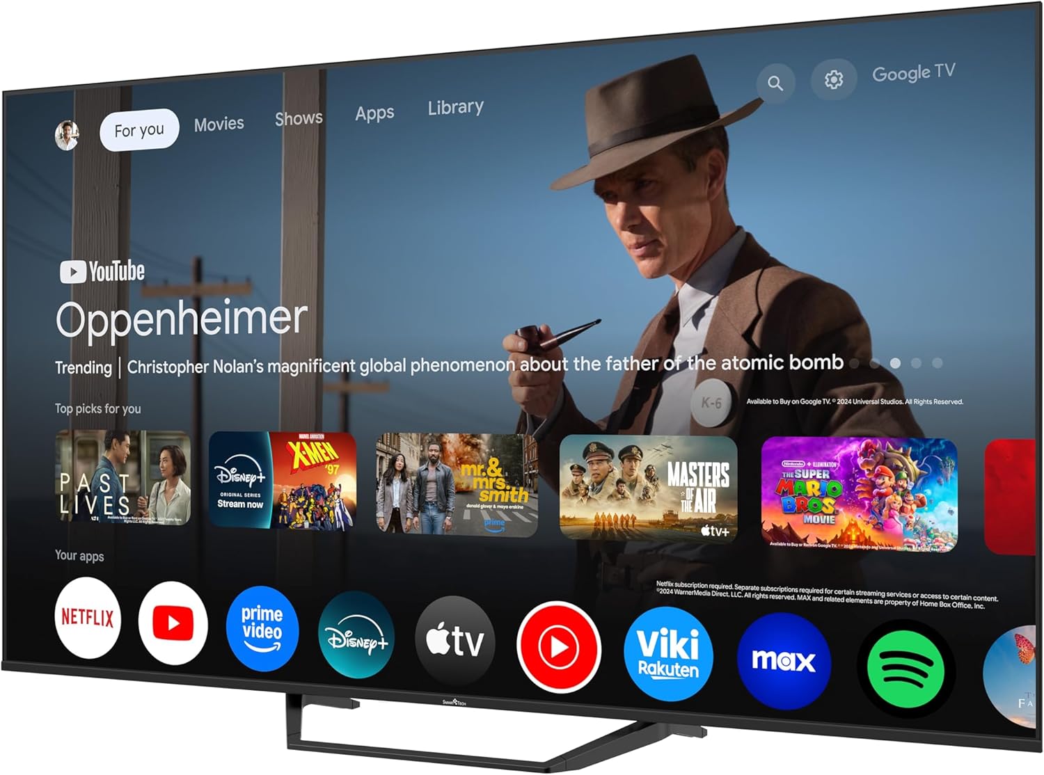 Smart Tech QLED TV 4K UHD 65 inch (164 cm) 65QG06K3 Google TV - 4 x HDMI - 2 x USB - Dolby Digital Plus geluid 2 x 10 watt