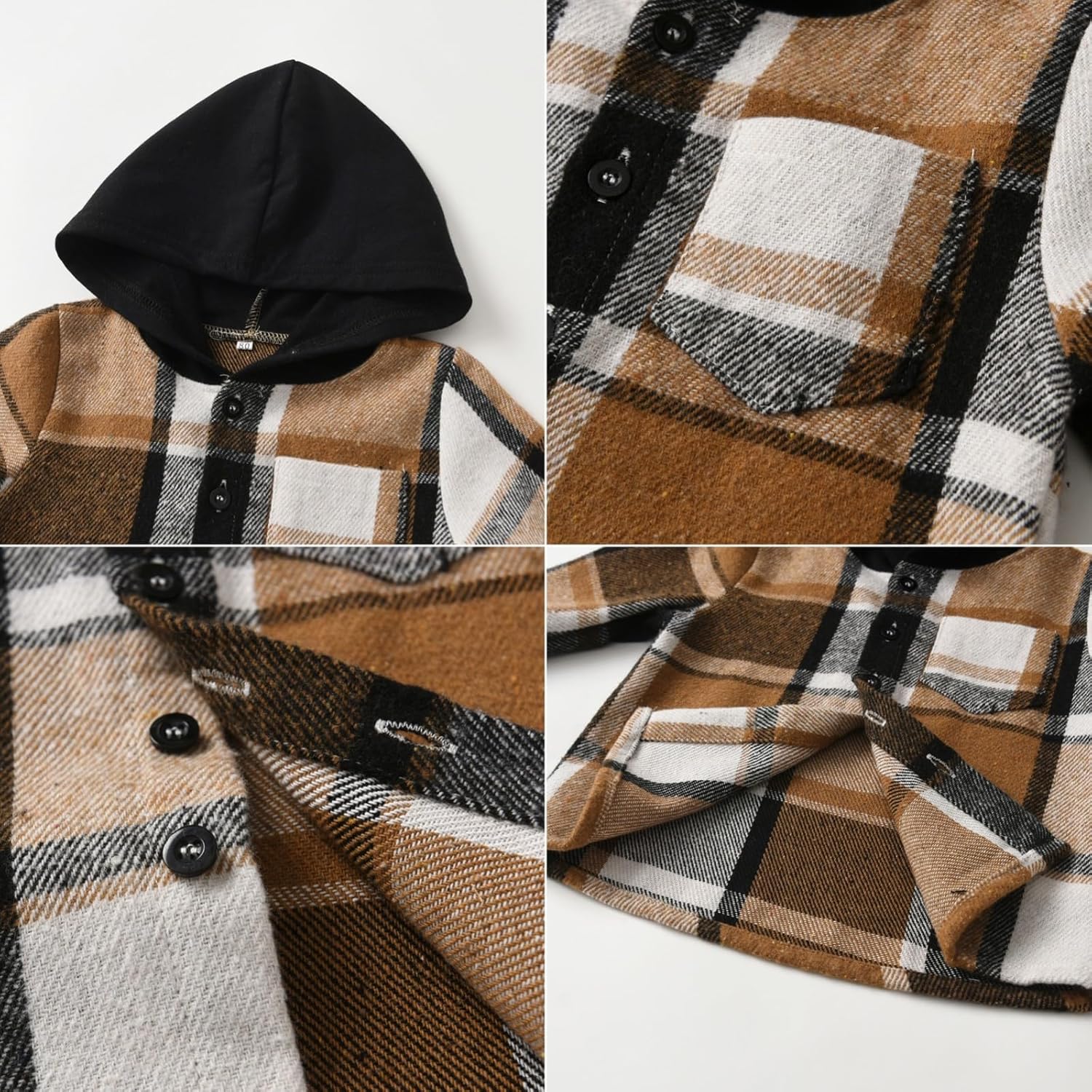 Yanmucy Babykledingset voor jongens, 2-delig, katoen, plaid, hoodie, overhemd, tops en broeken, kledingset voor lente en herfst