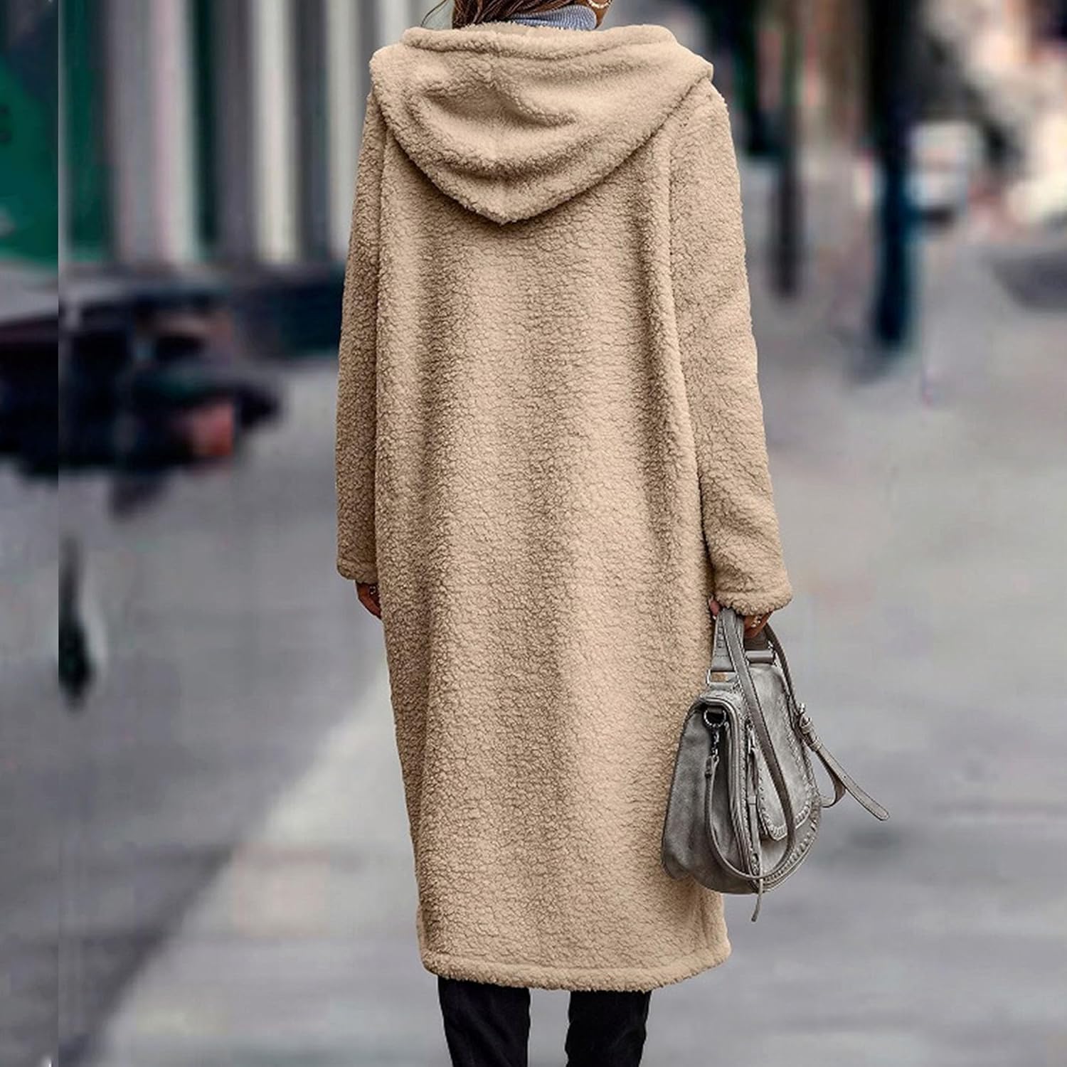 Winterjassen voor dames, lange jassen met capuchon van imitatiebont, warme en modieuze jassen met capuchon