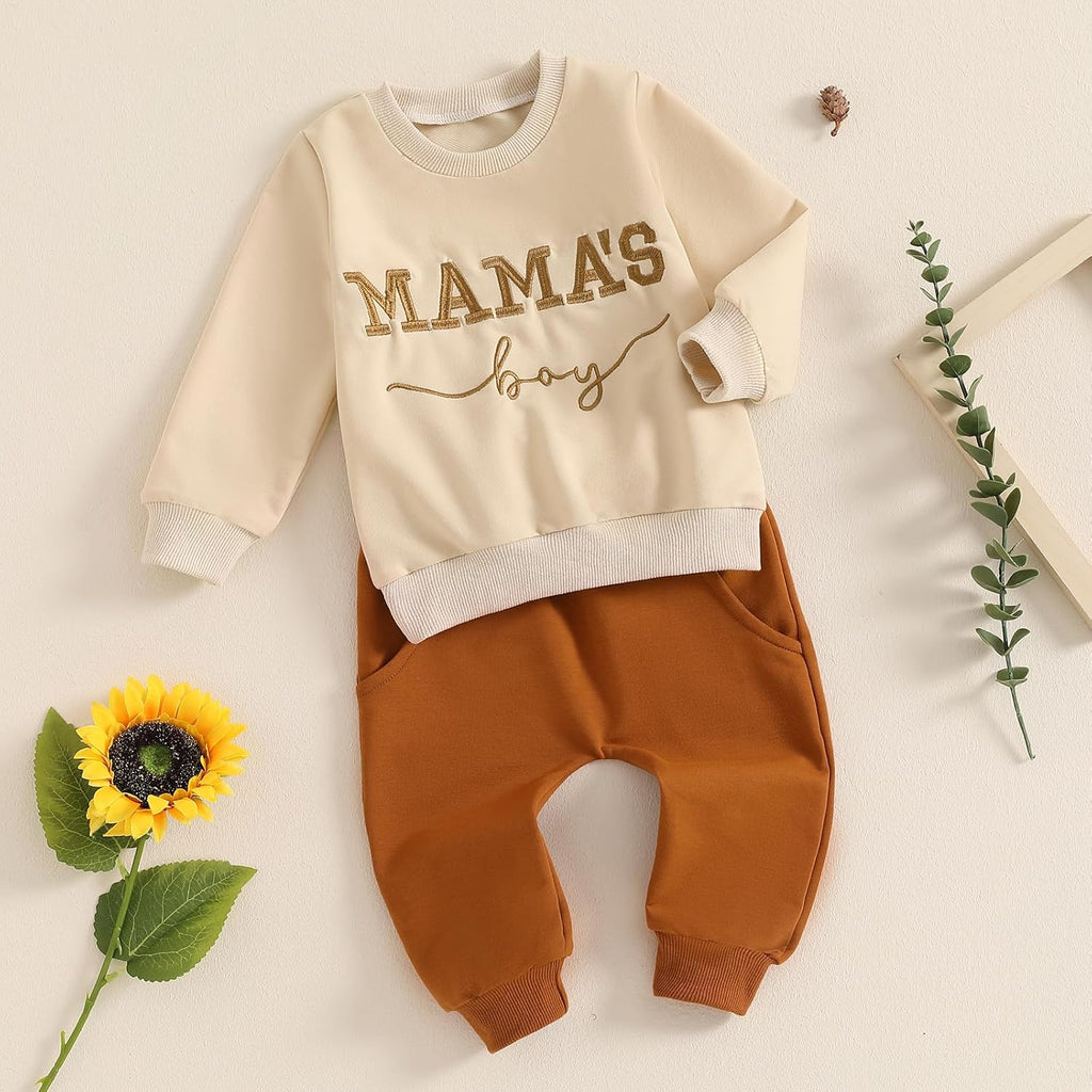 Loalirando 2-delige kledingset voor kinderen, baby, jongens, sweatshirt met lange mouwen + broek, elastische maat (0-3 jaar)